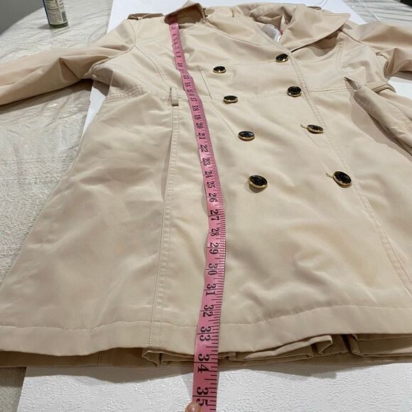 Calvin Klein Women’s Trench Coat Beige Belted Double-Breasted Jacket | Classic M - Picture 6 of 10